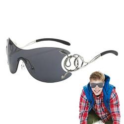 Generisch Y2K-Sonnenbrille für Damen - UV-beständige Y2K-Schlangensonnenbrille für Mädchen,Übergroße Damen-Wickelbrille für den Alltag von Generisch