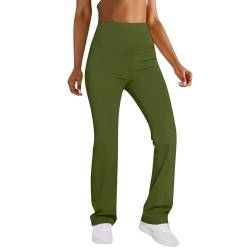 Generisch Yogahose Damen Bootcut, Fashion Schlaghosen Blickdicht Slim Low Waisted Flared Leggings Yoga Sweatpants Jogginghosen Für Fitness Trainingshose Damen Lang Leggins Yogahose (XXL, Army Green) von Generisch