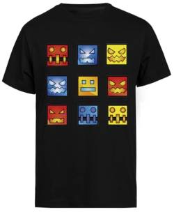 Geometrie Dash Symbol Gesicht Schwarzes Baggy Tee Unisex-T-Shirt in Übergröße von Generisch