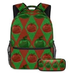 Geometrisches Muster, Reisen Sie stilvoll mit diesem Rucksack und Federmäppchen, perfekte Büchertasche für Studenten, Mehrfarbig Nr. 01, B：29.4x20x40cm P：19x7.5x3.8cm, Tagesrucksäcke von Generisch