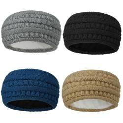 Gestrickte Stretch-Stirnbänder mit Kabel, 4 Stück, weiche Winter-Stirnbänder für Damen von Generisch