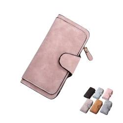 Glamouröse Retro-Geldbörse für Damen, mehrere Fächer, PU-Leder, dreifach gefaltet, großes Fassungsvermögen, mehrere Fächer, vielseitig einsetzbar, lange Geldbörse, Kreditkarten-Clutch, mattierte von Generisch