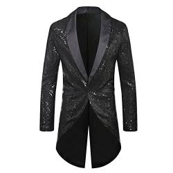 Glitzer Sakko Herren, Herren Glitzer Frack Jacke Pailletten Sakko Smoking Mantel Blazer Freizeit 70er Disco Kostüm Anzugjacke Mottoparty Kostüm für Hochzeit Party von Generisch