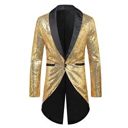 Glitzer Sakko Herren, Herren Glitzer Frack Jacke Pailletten Sakko Smoking Mantel Blazer Freizeit 70er Disco Kostüm Anzugjacke Mottoparty Kostüm für Hochzeit Party von Generisch