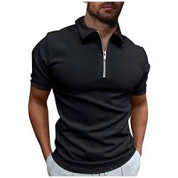 Golf T-Shirt Kurzarm Reißverschluss Kragen Sommer Schnelltrocknend T Shirt Herren Sports Arbeits T-Shirt Herren Hygroskopisch Herren Poloshirt Basic T-Shirt V-Ausschnitt Herren von Generisch