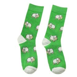 Grüne Socken mit Schaf Motiv | Lustige Verrückte Socken für Männer und Frauen | Geschenksocken Unisex Einheitsgröße 36-43 von Generisch