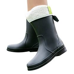 Gummistiefel-Damen, Gefüttert Wasserdicht mit Blockabsatz Gummistiefel 40 Weiß Leichte Regenstiefel Kurz Schwarz Rain Boots Braun Halbhoch Regen Schuhe Stiefeletten Gr.37-41 von Generisch