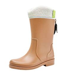 Gummistiefel-Damen, Gefüttert Wasserdicht mit Blockabsatz Gummistiefel 40 Weiß Leichte Regenstiefel Kurz Schwarz Rain Boots Braun Halbhoch Regen Schuhe Stiefeletten Gr.37-41 von Generisch