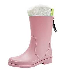 Gummistiefel-Damen Wasserdicht mit Blockabsatz Gefüttert Gummistiefel Weiß Halbhoch 39 Rain Boots Festival Schwarz Regenstiefel Leichte Kurz Regenstiefeletten Stiefeletten Gr.37-41 von Generisch