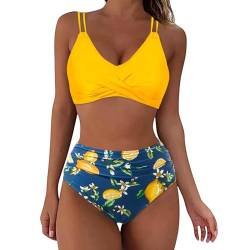 Gutschein Badeanzug Damen Bauchweg Push Up Einteiler Bademode mit Brustpolster ohne Bügel Sexy Bikini Set Sport Badeanzüge Sommer Strandmode Schwimmanzug Swimsuit Gelb S von Generisch