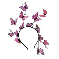 Haarreifen für Damen, Brautschmuck, Schmetterling, Foto-Haarschmuck, Stretch-Stirnbänder (Rosa, Einheitsgröße) von Generisch