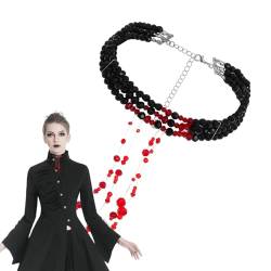 Halloween Halskette, Imitation Vampir Choker Gothic Halskette Halloween Choker mit Kristall Bluttropfen Horror Choker für Frauen Party Kostüm, 1, 1 Stück von Generisch