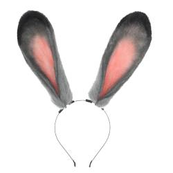 Hasenohren Haarreif, Hasenkostüm Damen, Hasenkostüm Erwachsene, 1 Stück Hase Ohren Haarbänder für Damen,Ostern Geschenke Karneval Ostern Party Kinder Erwachsene (A3-Grey) von Generisch