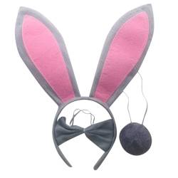 Hasenohren Stirnband Haarband Damen Stirnbänder Ostern Haarreif Haarreifen Haarschmuck für Fasching Karneval Kostüm Zubehör für Kinder und Erwachsene Karneval Halloween Fasching (B5-Grey) von Generisch