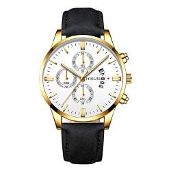 Herren Analog Quarz Classic Fashion Moon Three Eyes Kalender Herrenuhr Herren Lederuhr Fitness Armbanduhr Valentine (A-c, One Size) von Generisch