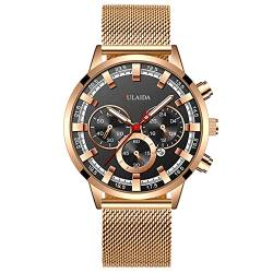 Herren Analog Quarz Classic Fashion Moon Three Eyes Kalender Herrenuhr Herren Lederuhr Fitness Armbanduhr Valentine (E-a, One Size) von Generisch