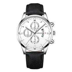 Herren Analog Quarz Classic Fashion Moon Three Eyes Kalender Herrenuhr Herren Lederuhr Fitness Armbanduhr Valentine (E-c, One Size) von Generisch