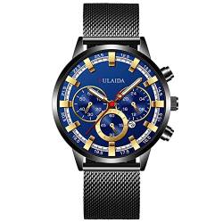 Herren Analog Quarz Classic Fashion Moon Three Eyes Kalender Herrenuhr Herren Lederuhr Fitness Armbanduhr Valentine (H-a, One Size) von Generisch