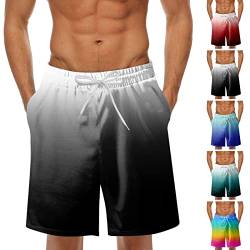 Herren Elastisch Taille Badehose Schnelltrocknend Badeshorts Kurzen Strandhose Mode Bedruck Sporthose Sommer Leicht Schwimmhose High Waist Badehosen Männer Bequeme Strand Kurz Hosen (Black-c, L) von Generisch