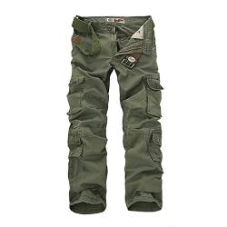 Herren Hose, Gerade Arbeitskleidung Casual Hose Solid Camouflage Farbe Gürteltasche Overalls Outdoor Chino Jogginherrenhose Schwarze Treckinghose-Trekking Winter (36, Armeegrün) von Generisch