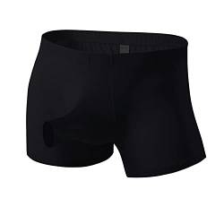 Herren Ice Silk Elephant Nose Boxershorts U Konvexe durchsichtige Weiche Unterwäsche Sexy Ausbuchtung Pouch G-String Tanga Unterhose (M,Schwarz) von Generisch