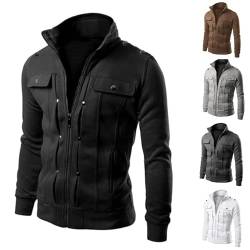 Herren Jacke Sportjacke Sweatjacke Outdoor Streetwear Langarm Mode Jacke Männer Leichte Jacke Übergangsjacke Windjacke Gepolsterte Herrenjacke mit Stehkragen Reißverschluss von Generisch