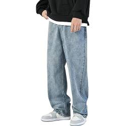 Herren Jeans Baggy Hip Hop Jeanshose Streetwear Skateboard Jeans Teenager Jungen Loose Fit Pants Classic Regular Hosen Herren Baggy Fit Jeans mit Knopfleiste Jeanshose Streetwear (Blue-2, XXXL) von Generisch