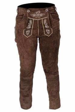 Herren Lang Trachten Lederhose - Echtes Leder, authentisch und perfekt für das Oktoberfest - Lang Lederhose, Bayrisch Outfit Trachtenbekleidung (DE/NL/SE/PL, Numerisch, 48, Regular, Lang) von Generisch