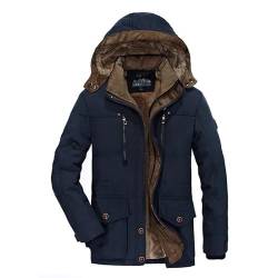 Herren Lange jacken für den Winter Kapuzenmäntel in Casual Stil, Herren Wintermäntel,mit vielen Taschen. (DE/NL/SE/PL, Alphanumerisch, M, Regular, Tall, Blau) von Generisch