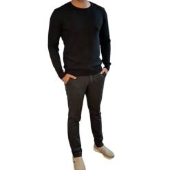 Herren Pullover Strickpullover feinstrick Sweater Rundhals Pulli Jumper (DE/NL/SE/PL, Alphanumerisch, XL, Regular, Regular, Schwarz) von Generisch