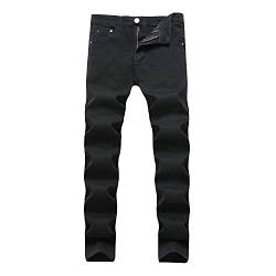 Herren Regular Fit Jeans Mit Geradem Bein Slim Fit Loose Denim Stretchy Hip Hop Biker Jeans Destroyed Fashion Pants (40,Schwarz) von Generisch