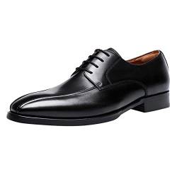 Herren Schuhe 44 Weit Herrenschuhe Klassische Business-Lederschuhe Mode Retro Casual Solid Color Lace Up Lederschuhe Herren Schuhe Gelb 44 (Black, 46) von Generisch