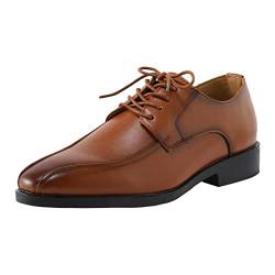 Herren Schuhe 44 Weit Herrenschuhe Klassische Business-Lederschuhe Mode Retro Casual Solid Color Lace Up Lederschuhe Herren Schuhe Gelb 44 (Brown, 45) von Generisch