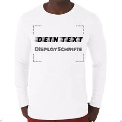 Herren T-Shirt Bedrucken, Baumwoll Basic Shirt, Langarm Longsleeve weiß, selbst gestalten mit deinem Spruch, Display Halloween Schrifte von Generisch