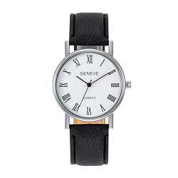 Herrenuhren Analogue Quartz Armbanduhr für männer Herren-Edelstahl-Quarzuhr mit Lederarmband Armbanduhr Breit Herren Pink Glitzer (1-Black, One Size) von Generisch