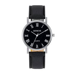Herrenuhren Analogue Quartz Armbanduhr für männer Herren-Edelstahl-Quarzuhr mit Lederarmband Armbanduhr Breit Herren Pink Glitzer (1-Grey, One Size) von Generisch