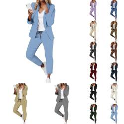 Hosenanzug Damen Business Hosenanzüge Für Damen Business Modern Blazer Anzug Set Einfarbig Streetwear Zweiteilig Hosenanzug Anzughose Revers Slim Fit Sportlich Büro Outfit Anzugjacke von Generisch