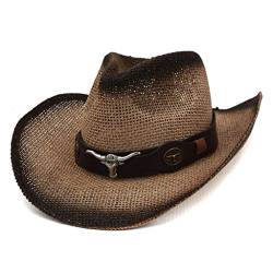 Hüte Western-Cowboy-Reitmütze, Retro-Hut, breiter Hut, Männer, Frauen, Gürtel, Baseballmützen Cap Kinder Jungen 2 Jahre (Khaki, One Size) von Generisch
