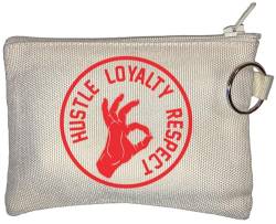 Hustle Loyalty Respect OK Sign Kleine Geldbörse Münzbörse Beige, beige, Einheitsgröße von Generisch