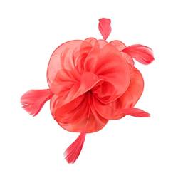 Hut für Frauen, Hochzeit, Blume, Cocktail, Netzfedern, Haarspange, Teeparty, Stirnband für Jungen (Rot, Einheitsgröße) von Generisch