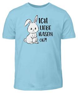 Ich Liebe Hasen ok?! Süßes Häschen Kaninchen süßer Hase T-Shirt Ostern - Kinder T-Shirt -7/8 (122/128)-Himmelblau von Generisch