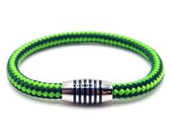 JoJewelry Surfer Armband in vielen verschiedenen Farben mit stilvollen Edelstahlmagnetverschluss und Geschenkbox (Neon green stripes, 19.00) von Generisch