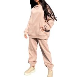 Jogginganzug Damen Set Trainingsanzug Zweiteiler Frauen Sport Anzug Freizeitanzug Hoodie&Sporthose Sportbekleidung Große Größen Elegant 2 Teilig Langarm Einfarbig Streatwear Outfit Kuschelig von Generisch