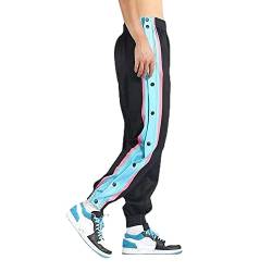 Jogginghose Herren mit Seitlicher Knopfleiste Lang Trainingshose Elastischer Bund Sweatshose mit Taschen Sporthose Freizeithose öffnen Persönlichkeit Seitenschnalle Split Hose Jogger Trekkinghose von Generisch