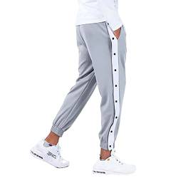 Jogginghose Herren mit Seitlicher Knopfleiste Lang Trainingshose Elastischer Bund Sweatshose mit Taschen Sporthose Freizeithose öffnen Persönlichkeit Seitenschnalle Split Hose Jogger Trekkinghose von Generisch