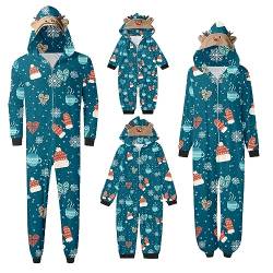 Jumpsuit Kuschelig Fun Nachtwäsche Einteiler Nachtwäsche Overall Hausanzug für die ganze Familie Zweiteilige Lange Weihnachtsoutfit Weihnachten Pyjama Familien Set Weihnachts Schlafanzug Set von Generisch