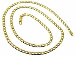 Kette, Halskette aus 18-karätigem Gelbgold, 750, Kettenglied GOURMETTE Kubanisch, Dicke 4 mm, Länge 60 cm. Hergestellt in Italien, 60 CM, Gold, Kein Edelstein von Generisch
