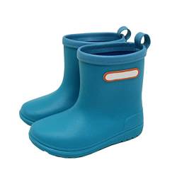 Kinder Gummistiefel Baby Kinder Easy On Regenschuhe Stiefel für Kleinkinder Kleinkinder kurze Regenstiefel Leichte Schuhe für regnerische Tage Gummistiefel für Jungen (Blue, 24 Infant) von Generisch