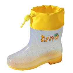 Kinder Rain Boot Kinder Gummistiefel Gefüttert Kinder Gummistiefel Regenstiefel Weich Regen Jungen Gummi Baby Stiefel Regenstiefel Mit Rutschfeste Sohle (01-E-Yellow, 27 Toddler) von Generisch