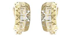 Klappcreolen Gold 585 bicolor Ohrringe diamantiert geschliffen Creolen Gold 14kt Hobra-Gold von Generisch